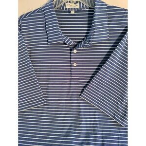 Men's Peter Miller Golf Shirt 2XL. Cobalt Blue/White Stripe